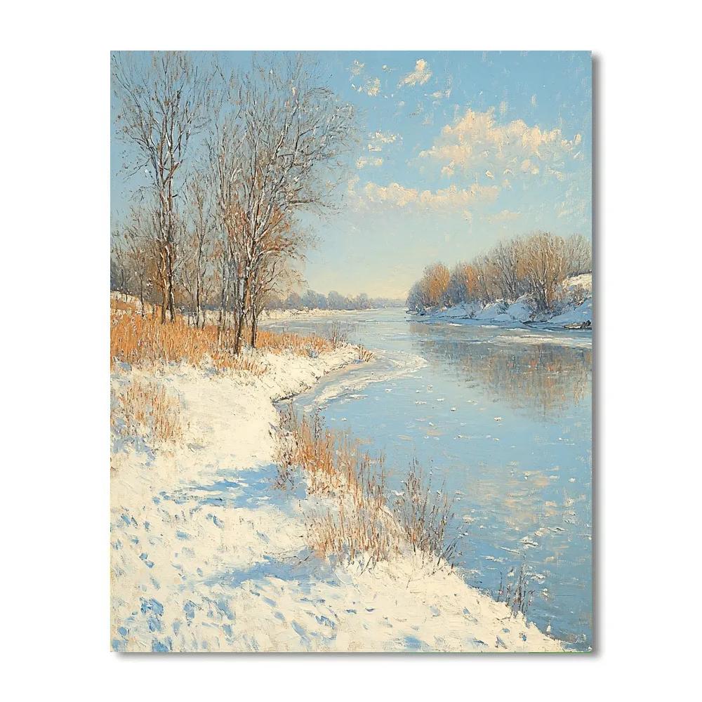 Alfred Sisley Inspired Winter River paint by color