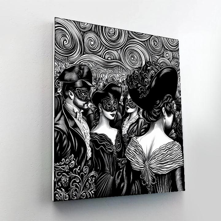 Aubrey Beardsley Inspired Masquerade Ball paint by numbers