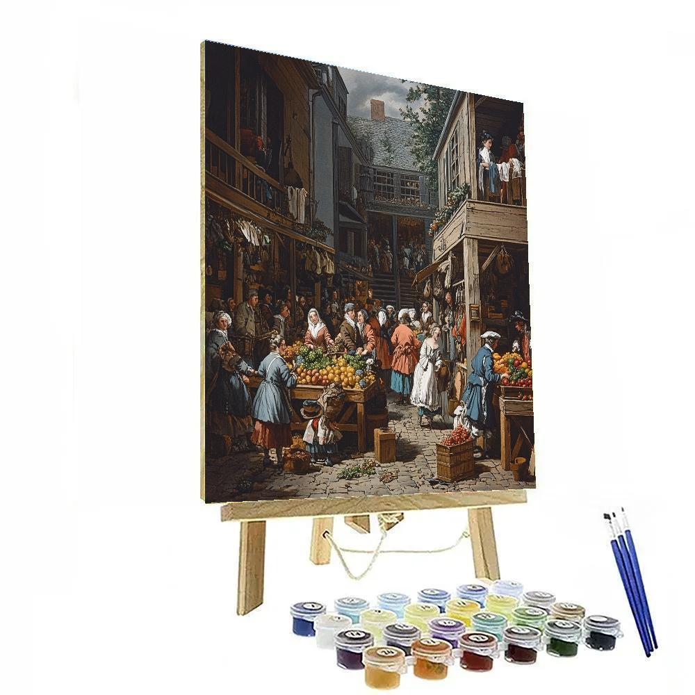William Hogarth Inspired Market Scene DIY paint by numbers