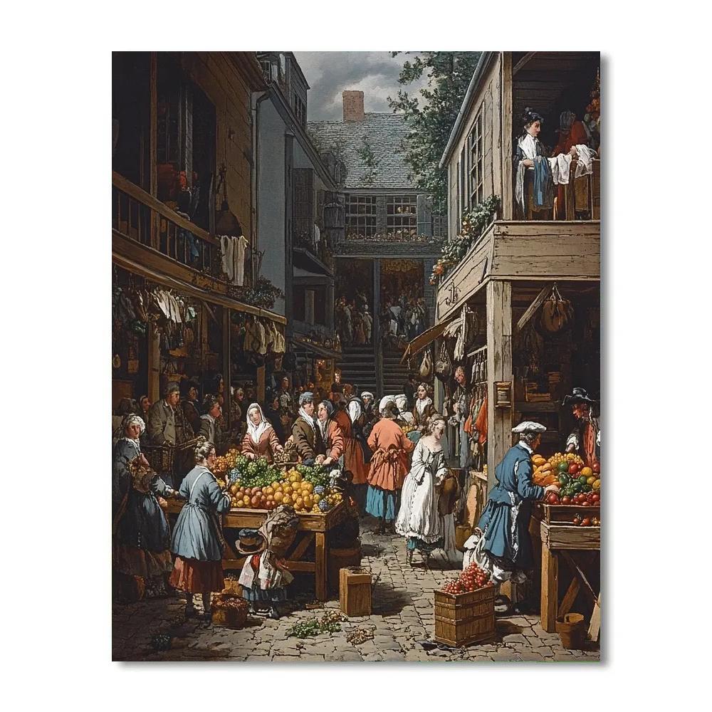 William Hogarth Inspired Market Scene DIY paint by numbers