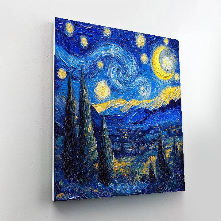 Van Gogh Inspired Starry Night Over Mountains paint by numbers