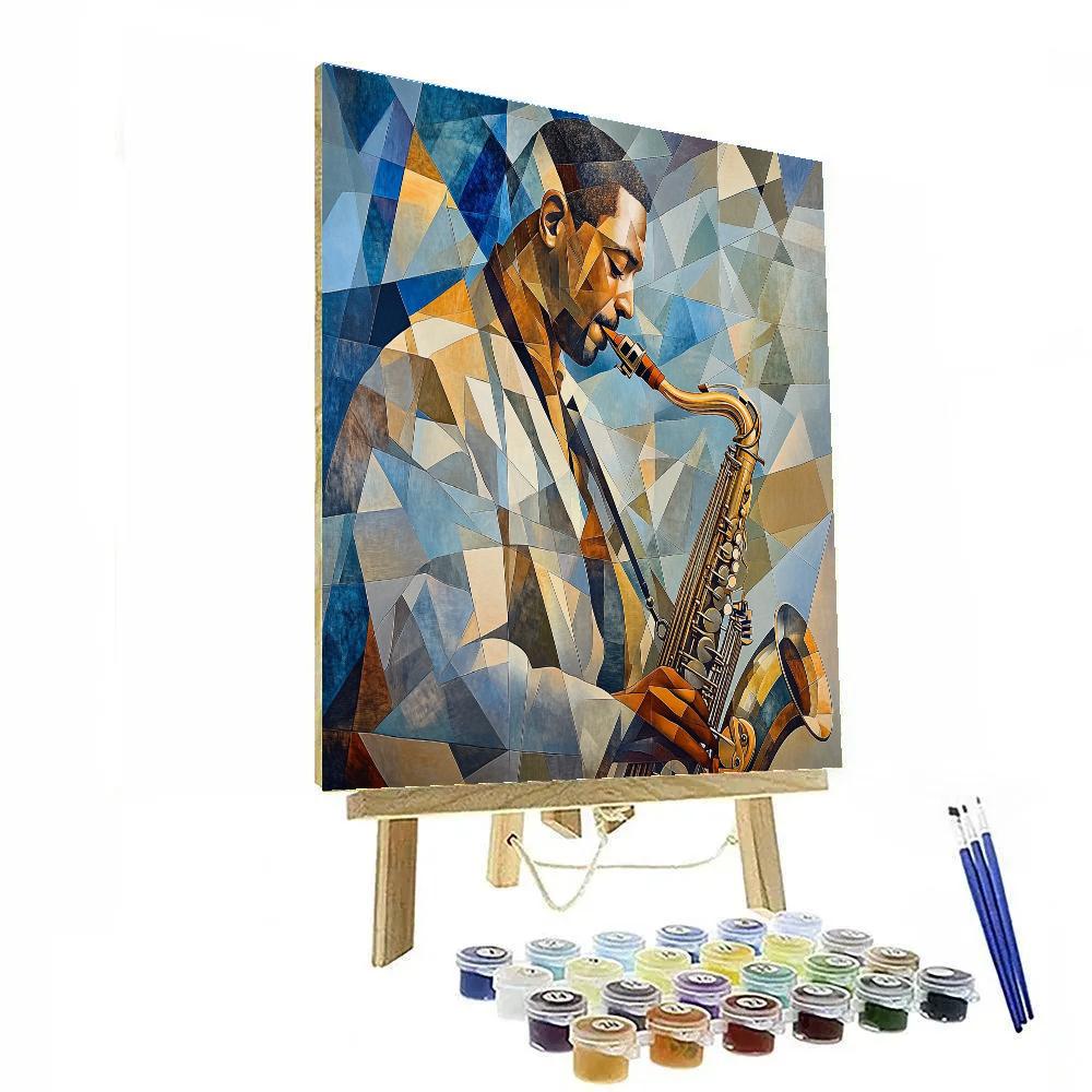 Picasso Inspired Cubist Portrait Of A Musician paint by number