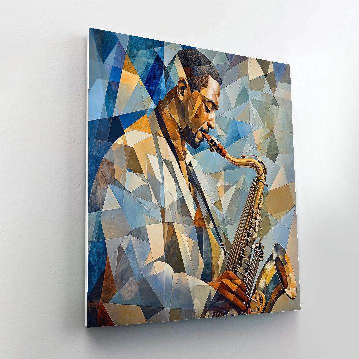 Picasso Inspired Cubist Portrait Of A Musician paint by number