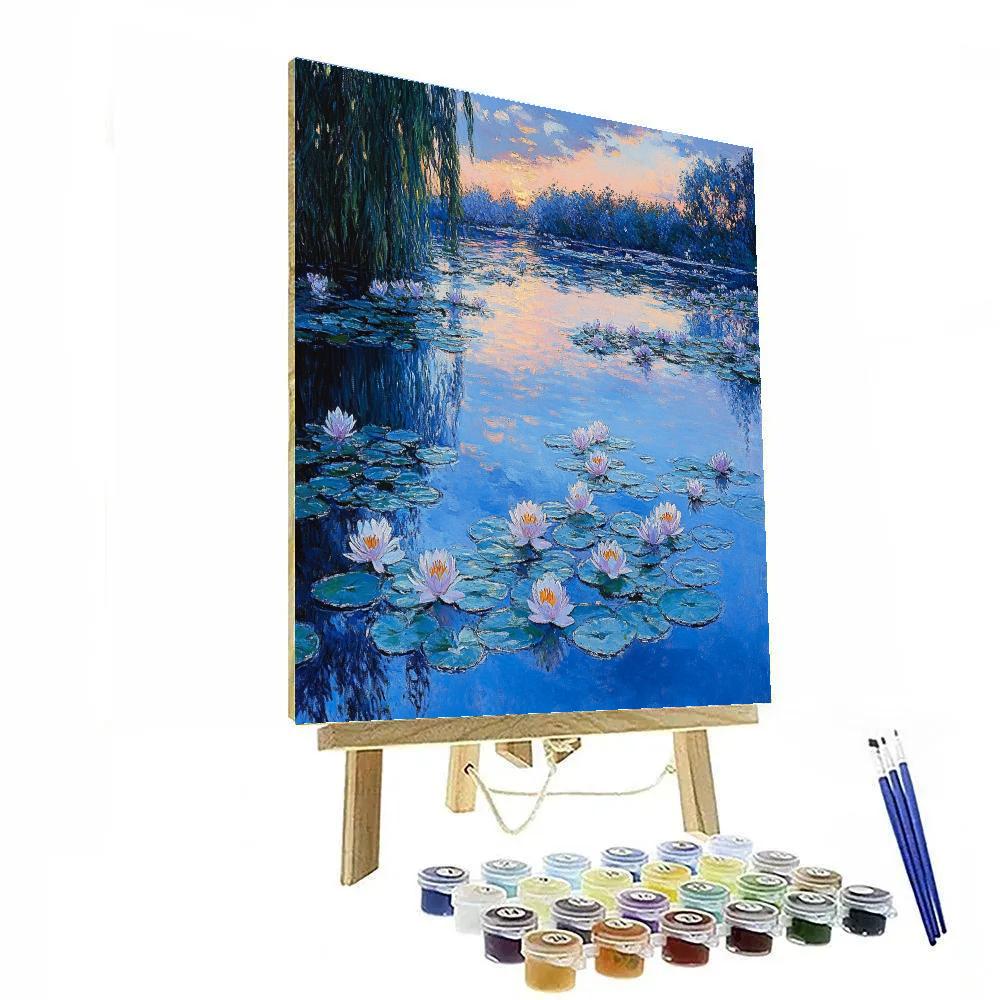 Monet Inspired Lily Pond At Twilight painting number kit