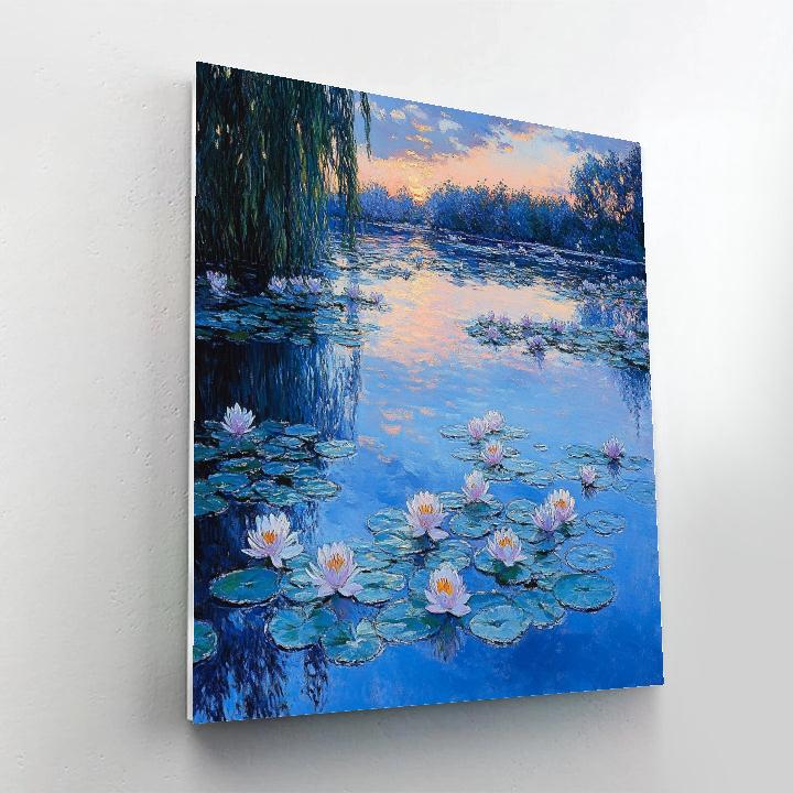 Monet Inspired Lily Pond At Twilight painting number kit