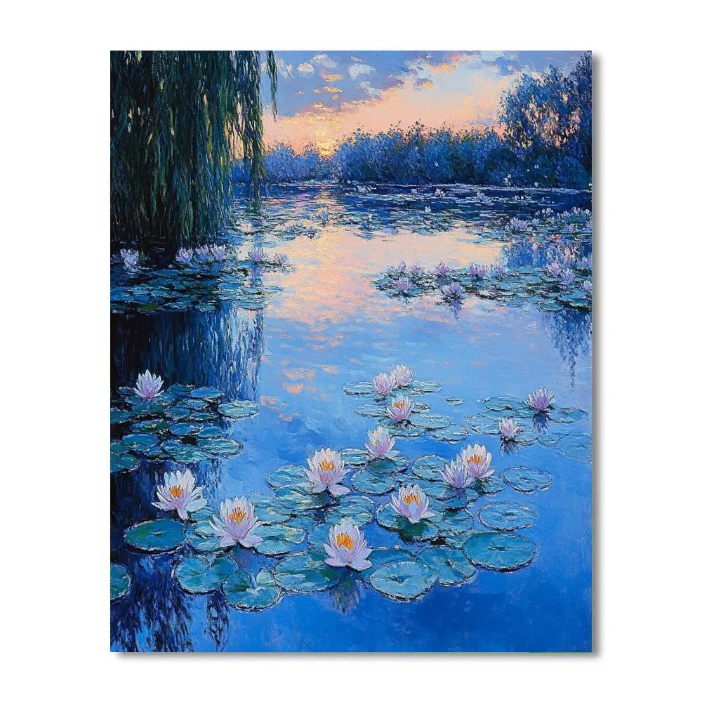 Monet Inspired Lily Pond At Twilight painting number kit