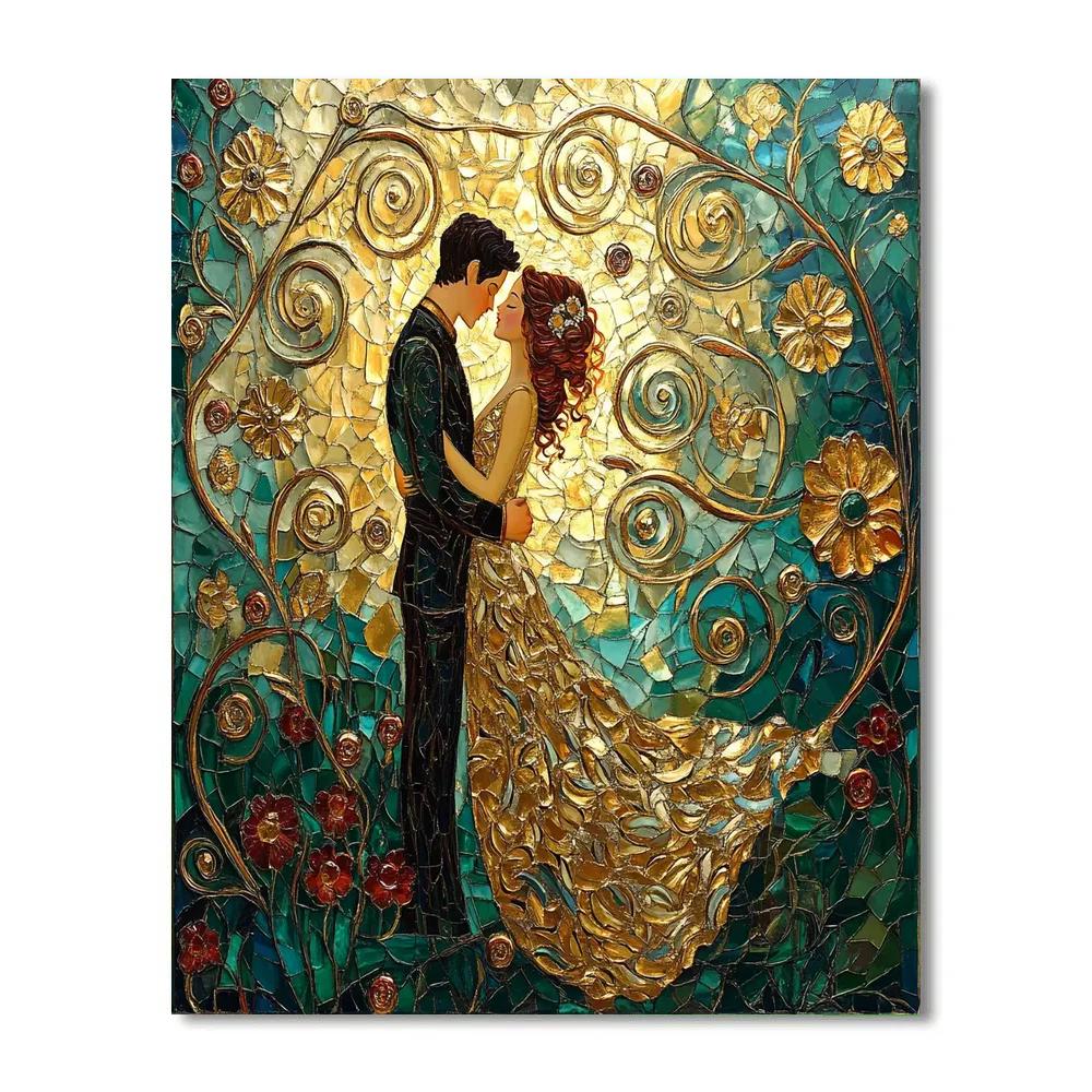 Gustav Klimt Inspired Floral Lovers Embrace Painting by numbers kit