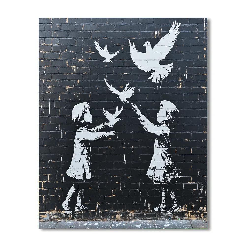 Banksy Inspired Peaceful Street Art paint by numbers