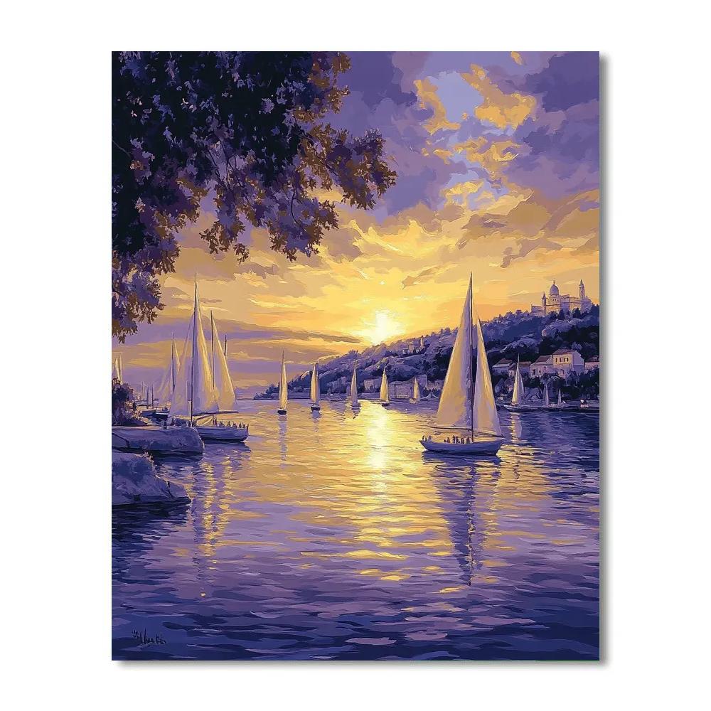 Claude Lorrain Inspired Twilight Harbor Paint by numbers art