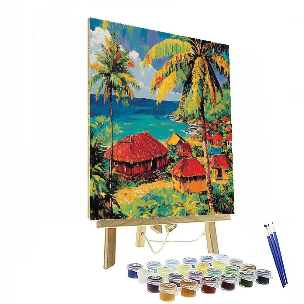Paul Gauguin Inspired Exotic Beach Village Paint by numbers art