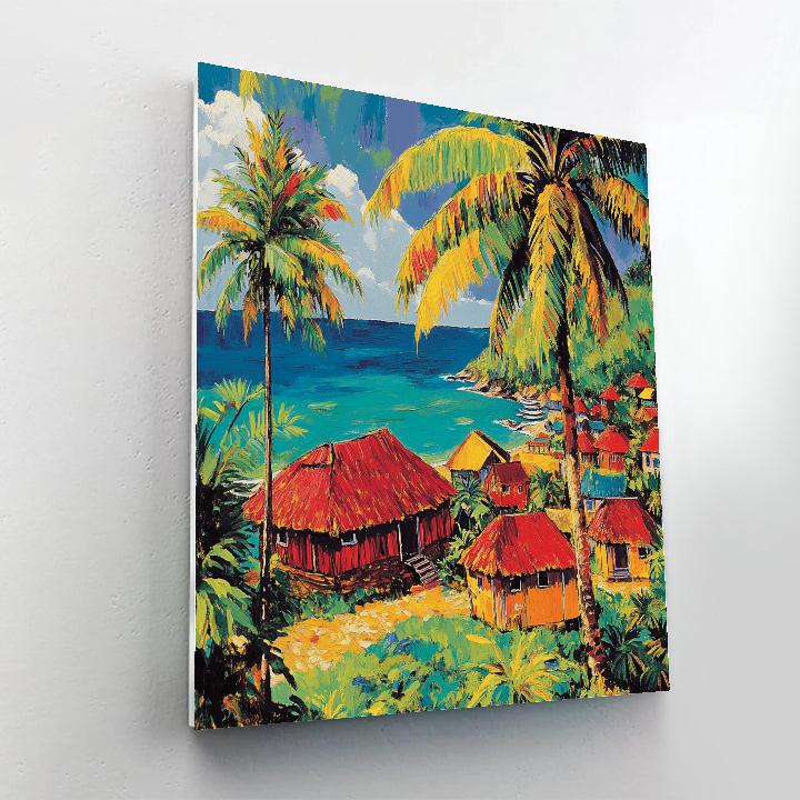 Paul Gauguin Inspired Exotic Beach Village Paint by numbers art
