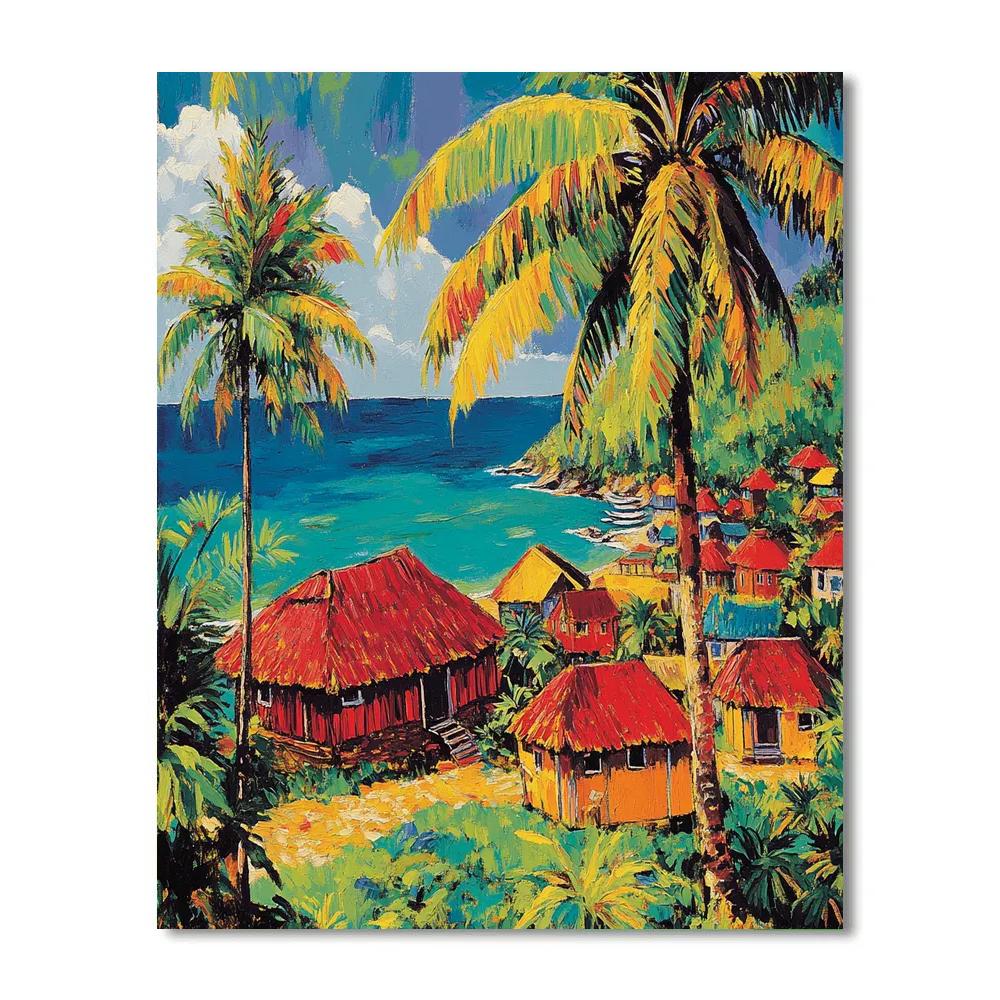 Paul Gauguin Inspired Exotic Beach Village Paint by numbers art