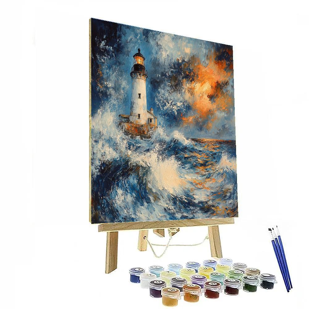 J.M.W. Turner Inspired Lighthouse In Storm paint by numbers