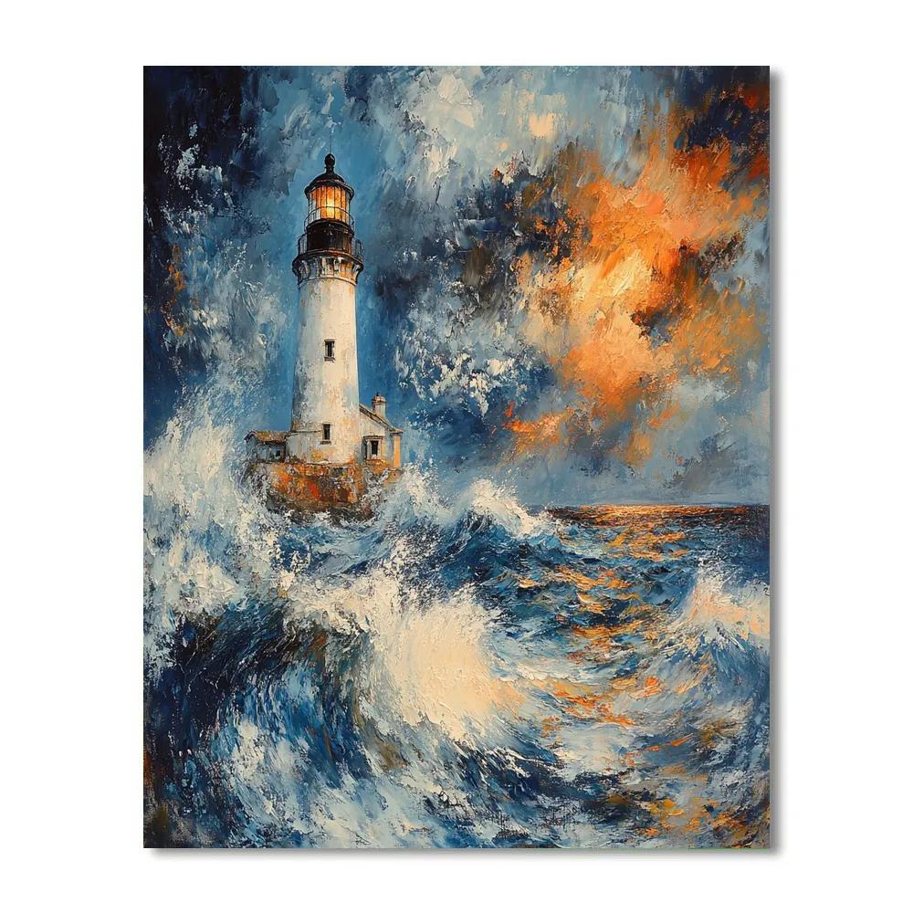 J.M.W. Turner Inspired Lighthouse In Storm paint by numbers