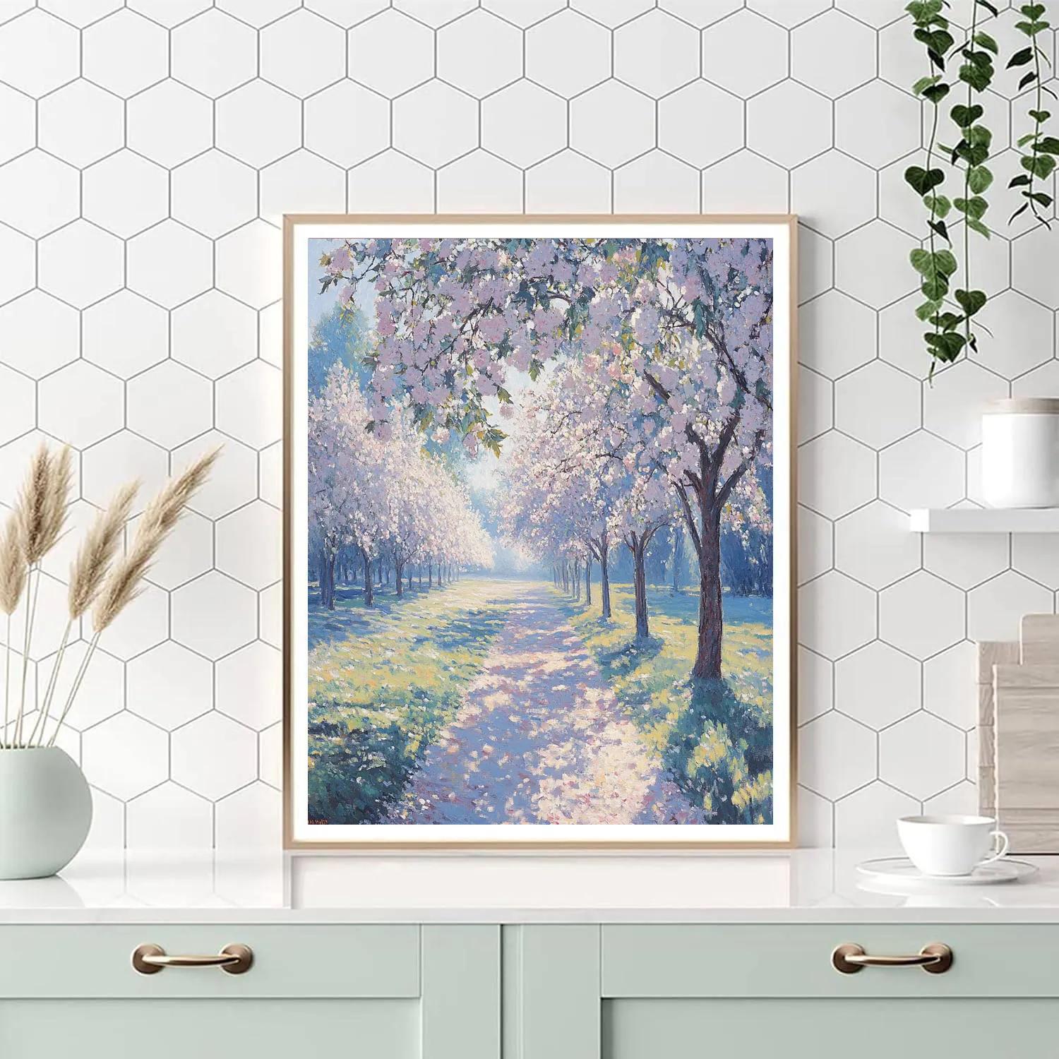 Monet Inspired Blossoming Orchard paint by numbers