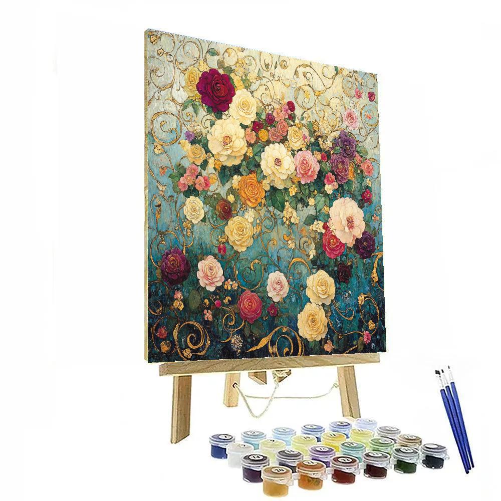 Gustav Klimt Inspired Floral Elegance Paint by numbers art