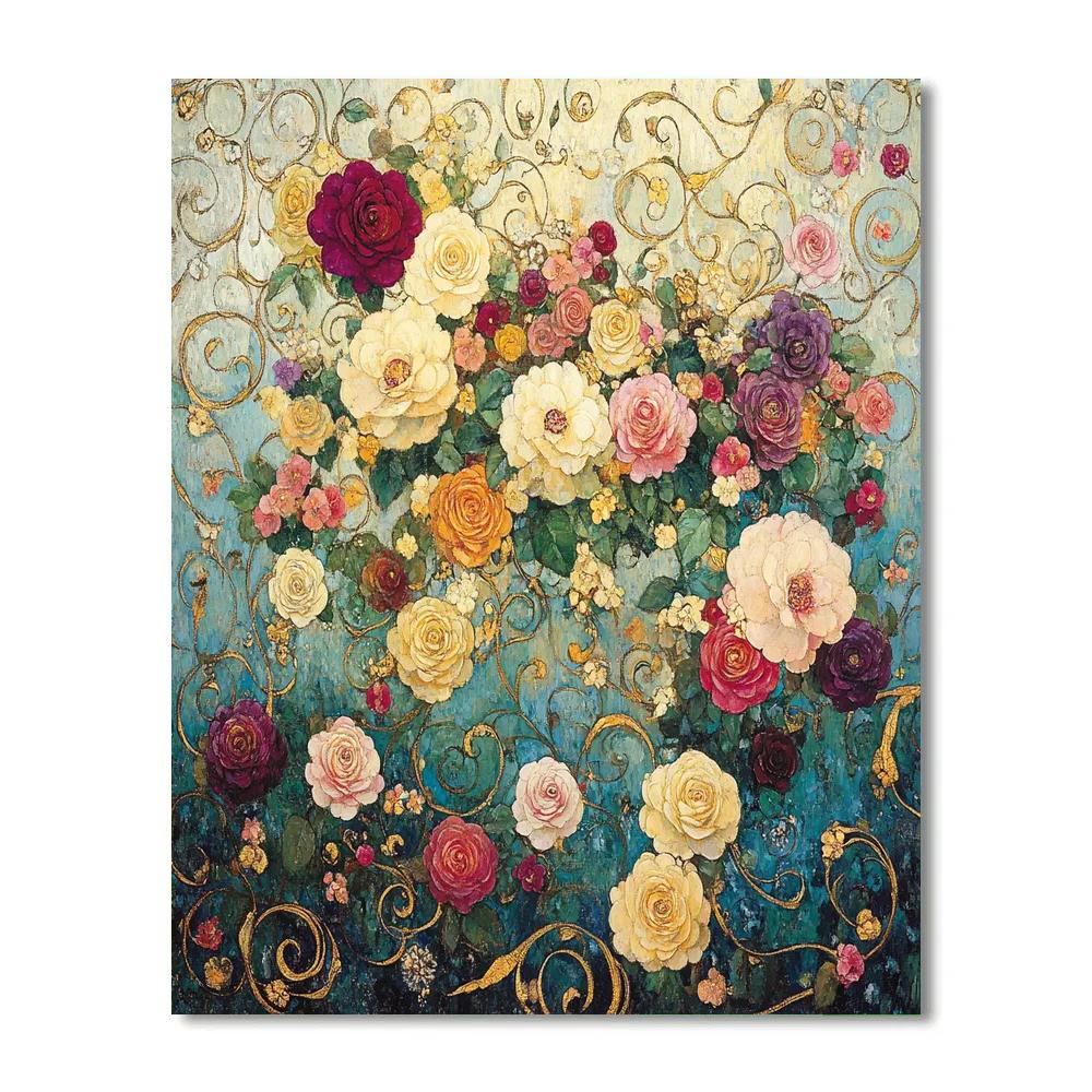 Gustav Klimt Inspired Floral Elegance Paint by numbers art