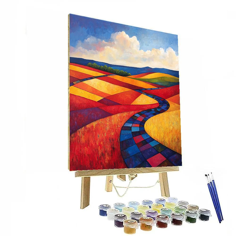 Piet Mondrian Inspired Geometric Landscape DIY paint by numbers