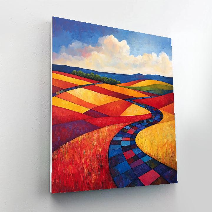 Piet Mondrian Inspired Geometric Landscape DIY paint by numbers