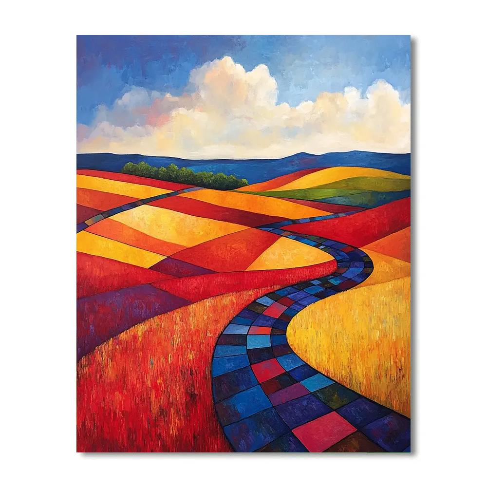 Piet Mondrian Inspired Geometric Landscape DIY paint by numbers