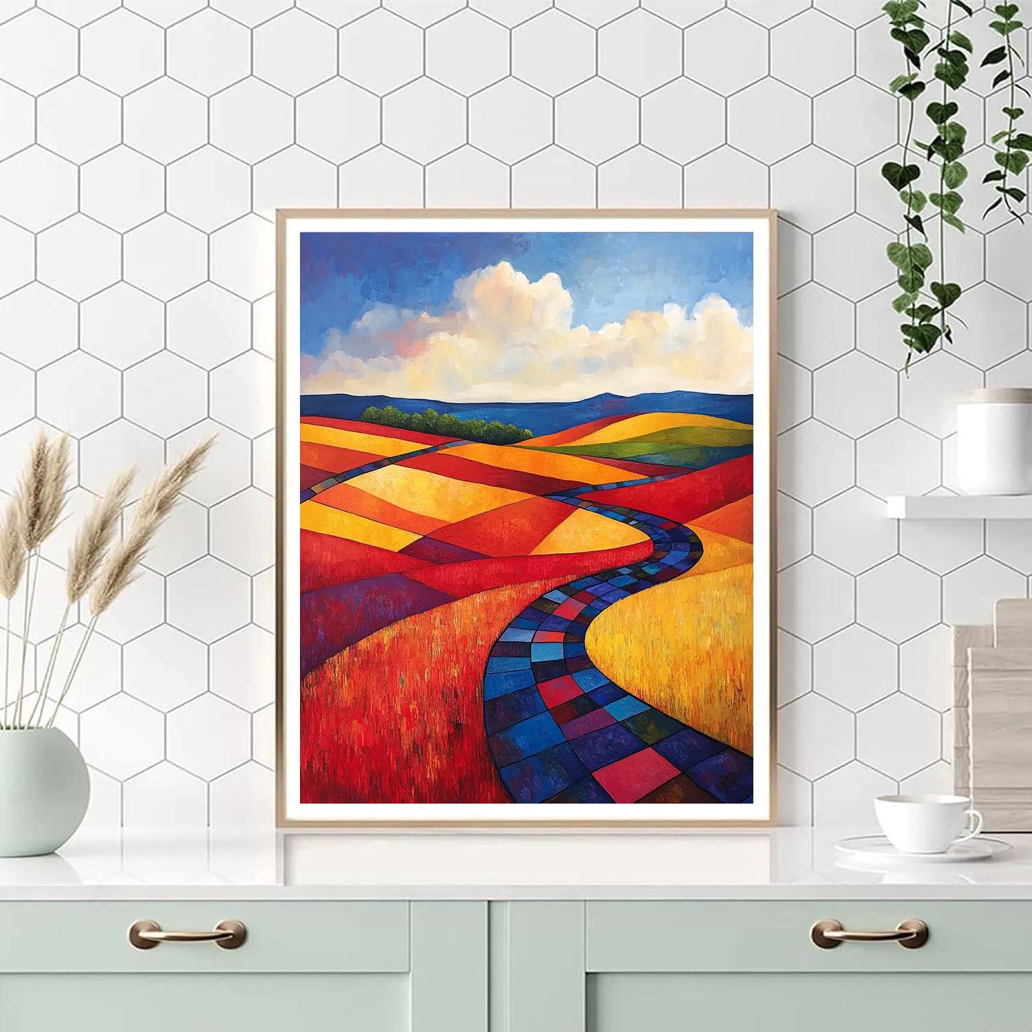 Piet Mondrian Inspired Geometric Landscape DIY paint by numbers