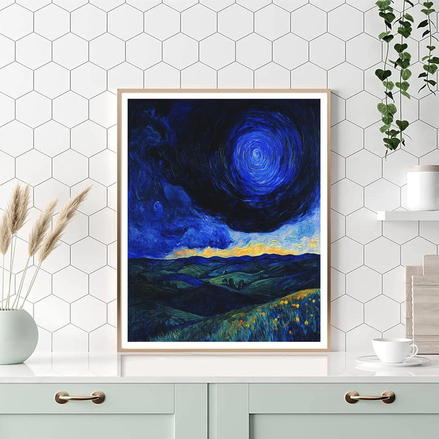 Edvard Munch Inspired Stormy Night Number painting
