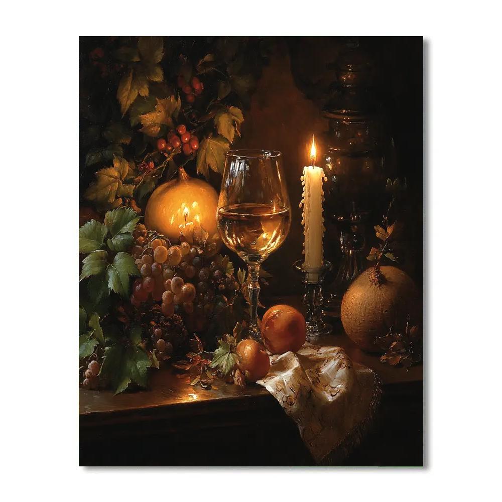 Rembrandt Inspired Candlelit Table paint by numbers
