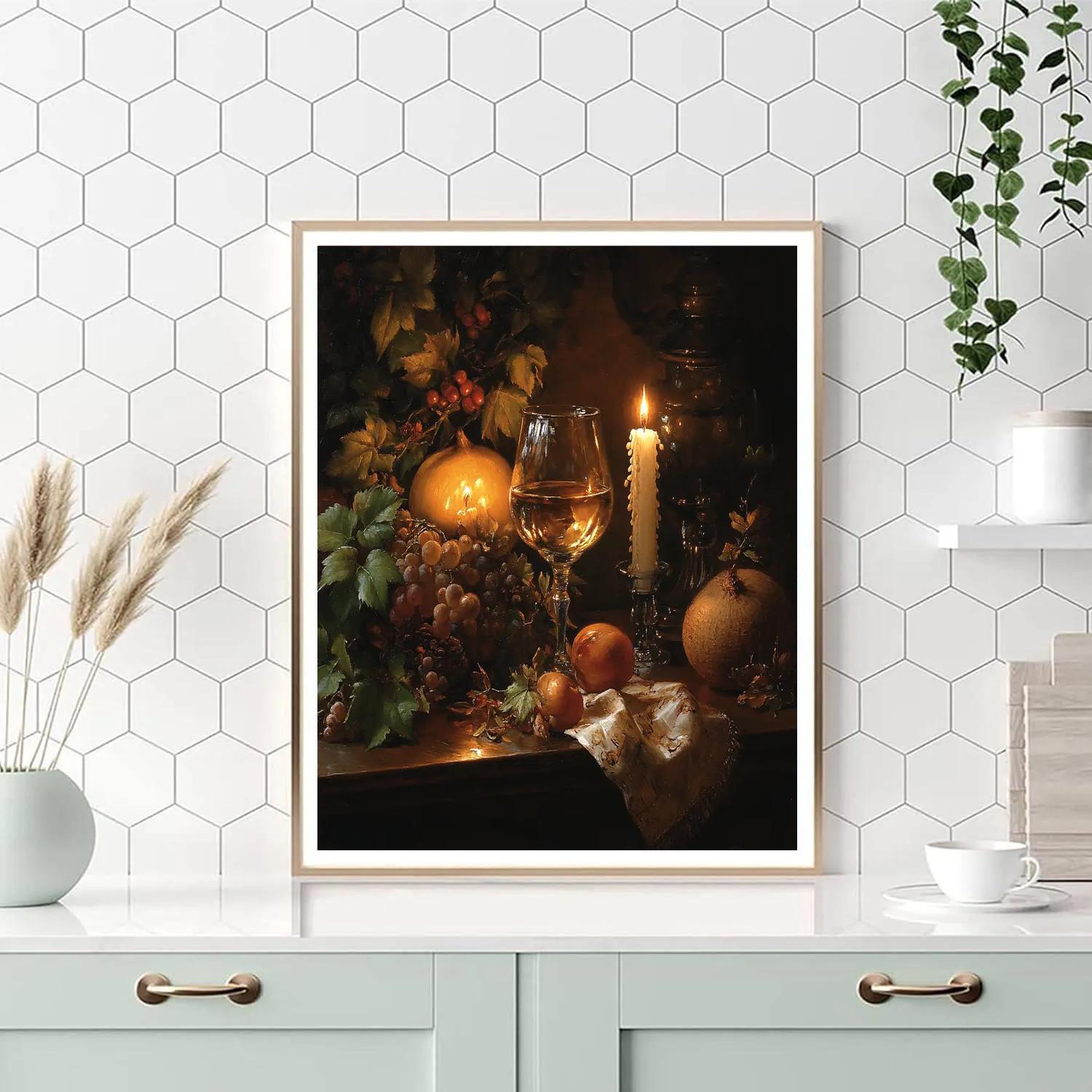 Rembrandt Inspired Candlelit Table paint by numbers