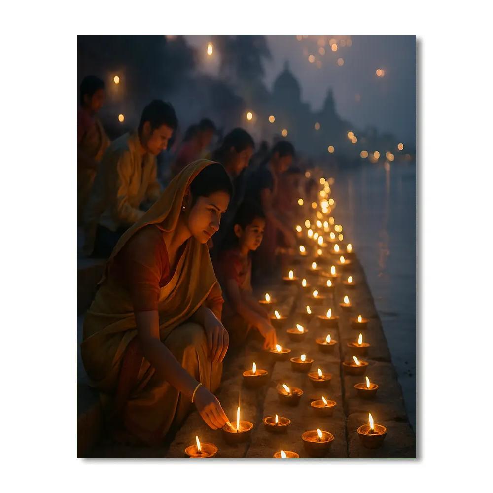Diwali River Of Lights paint by number