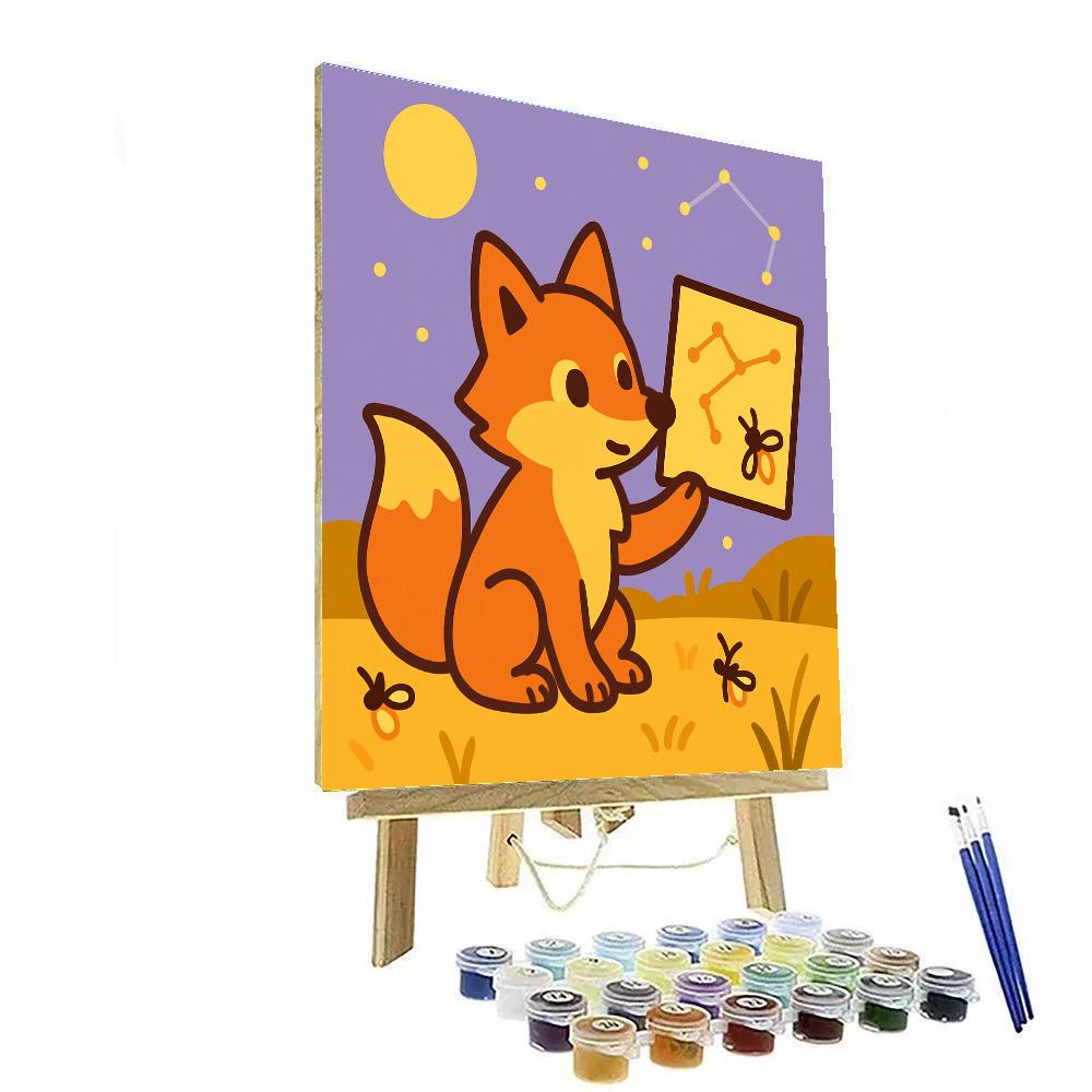 Moonlight Fox And Firefly Map Painting by numbers kit