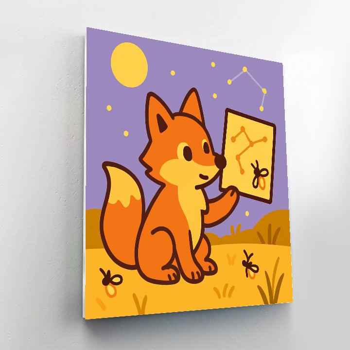 Moonlight Fox And Firefly Map Painting by numbers kit