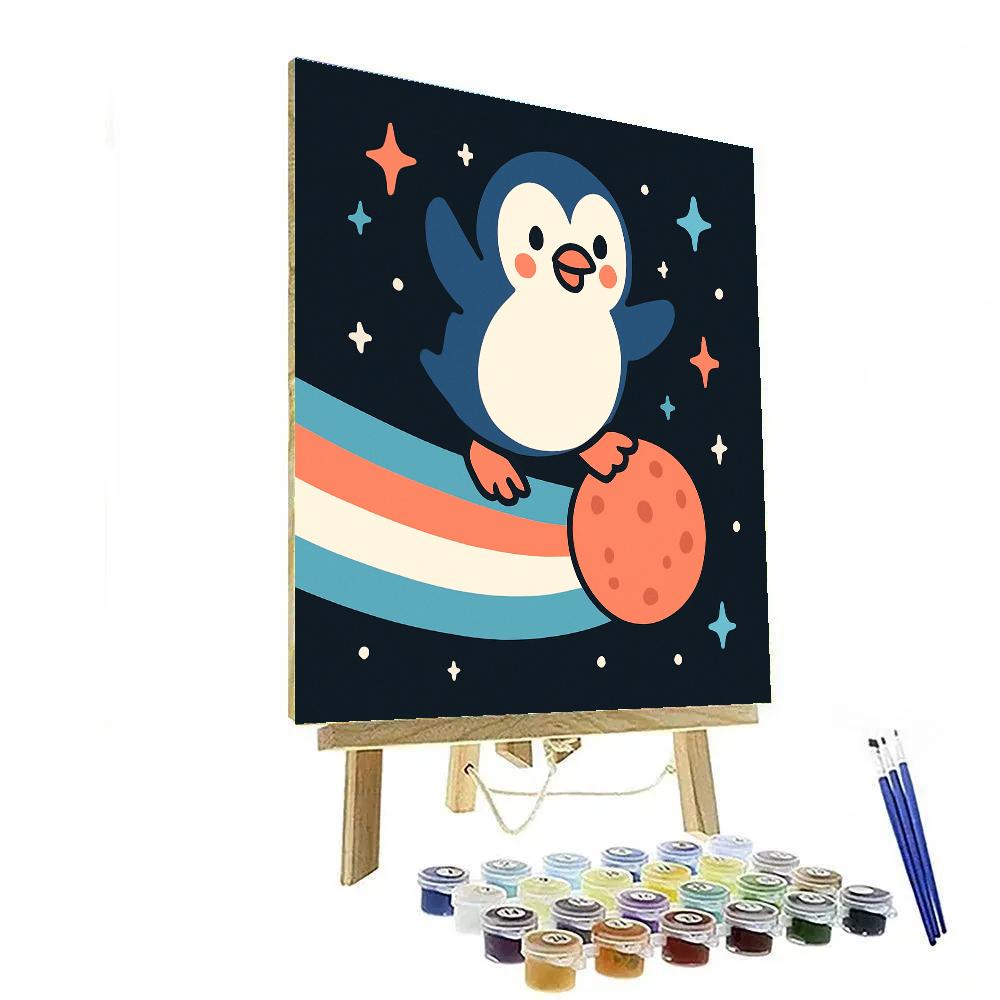 Comet Surfing Penguin Paint by numbers art