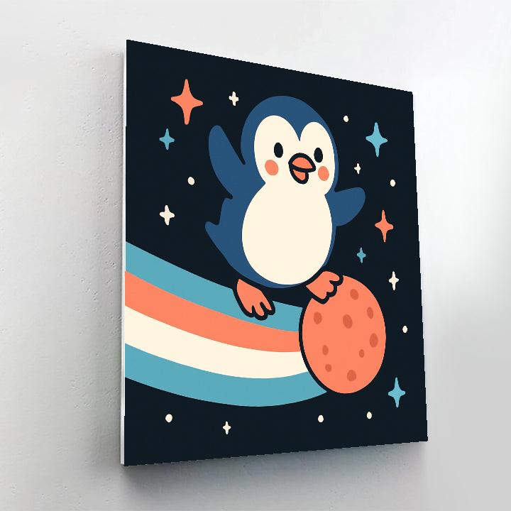 Comet Surfing Penguin Paint by numbers art