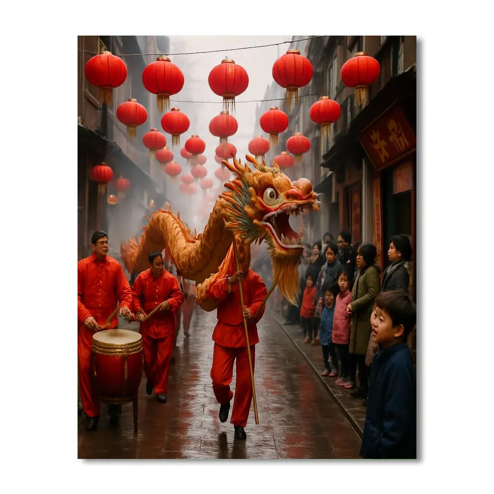 Lunar New Year Dragon Street DIY paint by numbers
