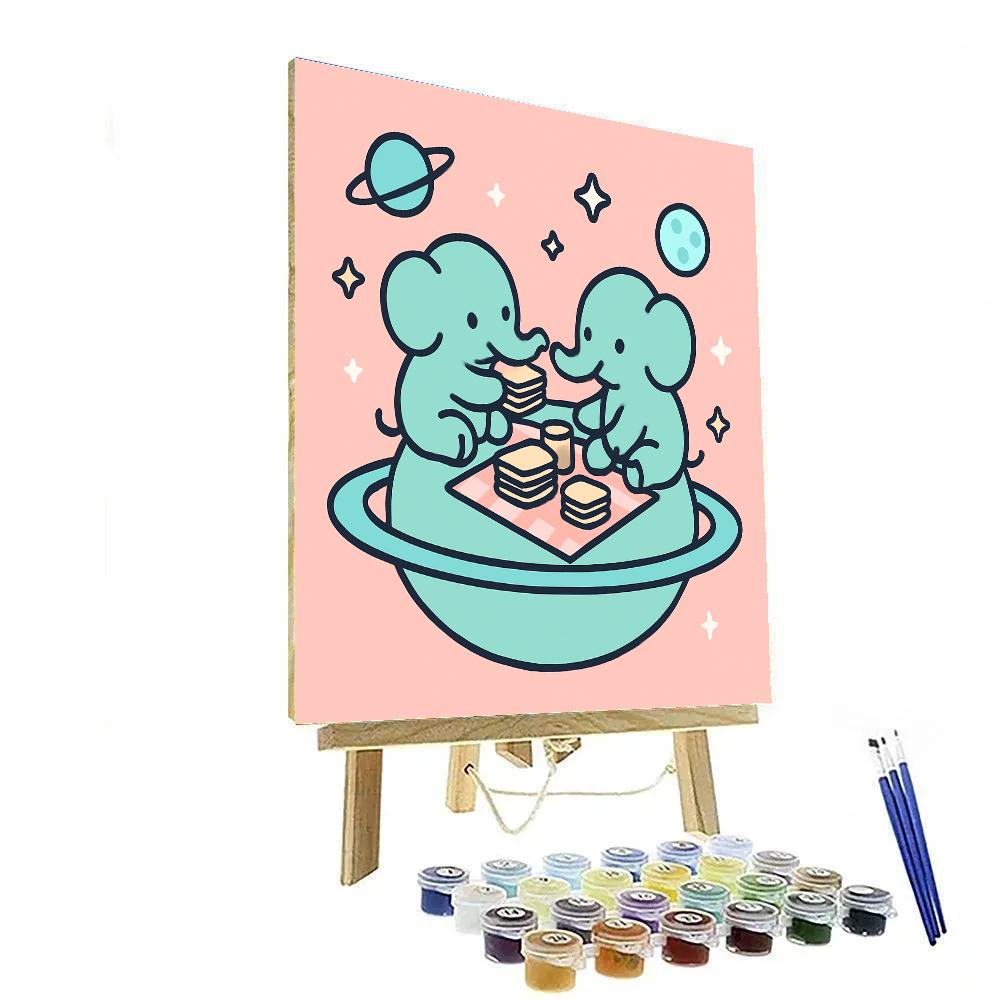 Planet Picnic Elephants painting number kit