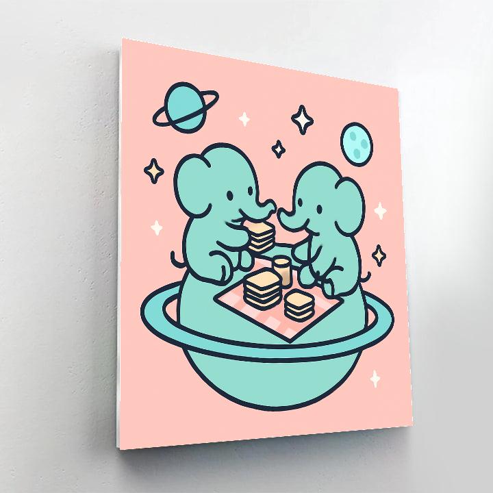 Planet Picnic Elephants painting number kit