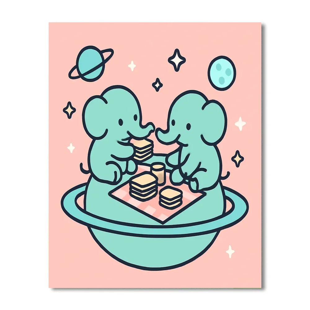 Planet Picnic Elephants painting number kit