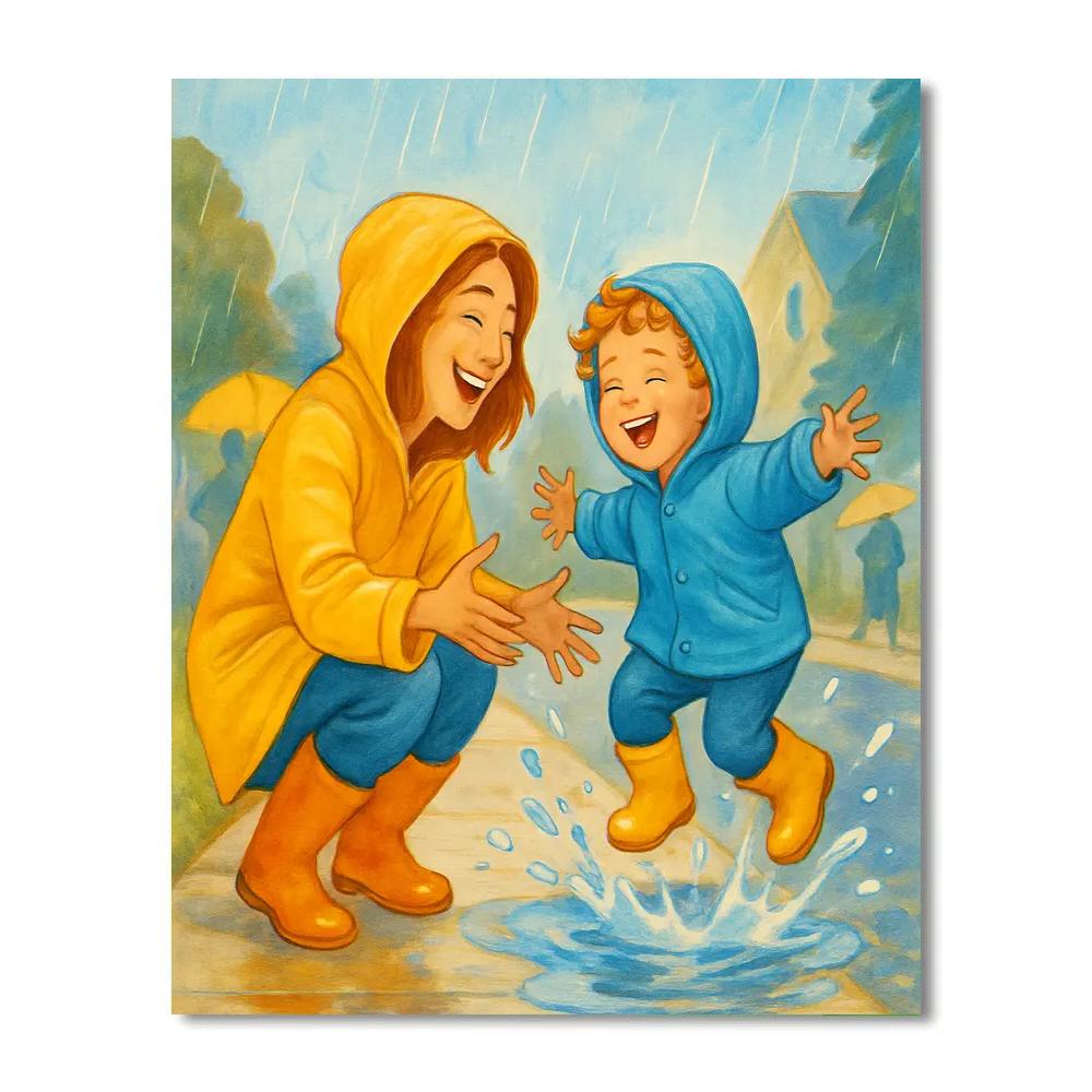 Raincoat Puddle Jump Painting by numbers kit