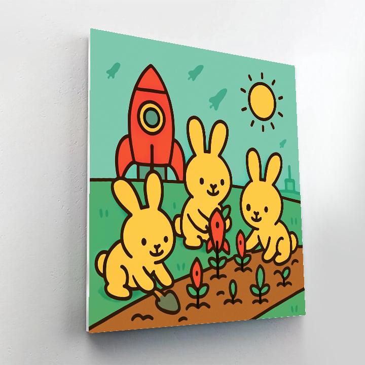 Rocket Garden Rabbits paint by numbers