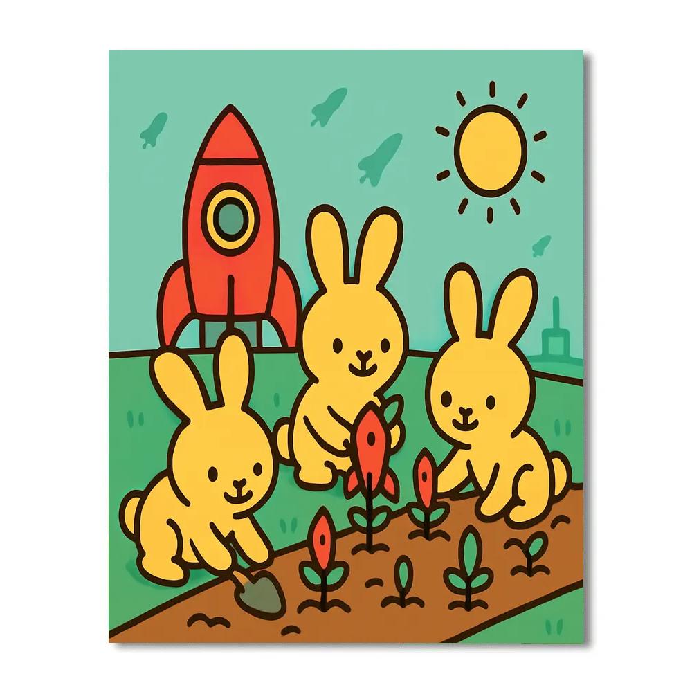 Rocket Garden Rabbits paint by numbers