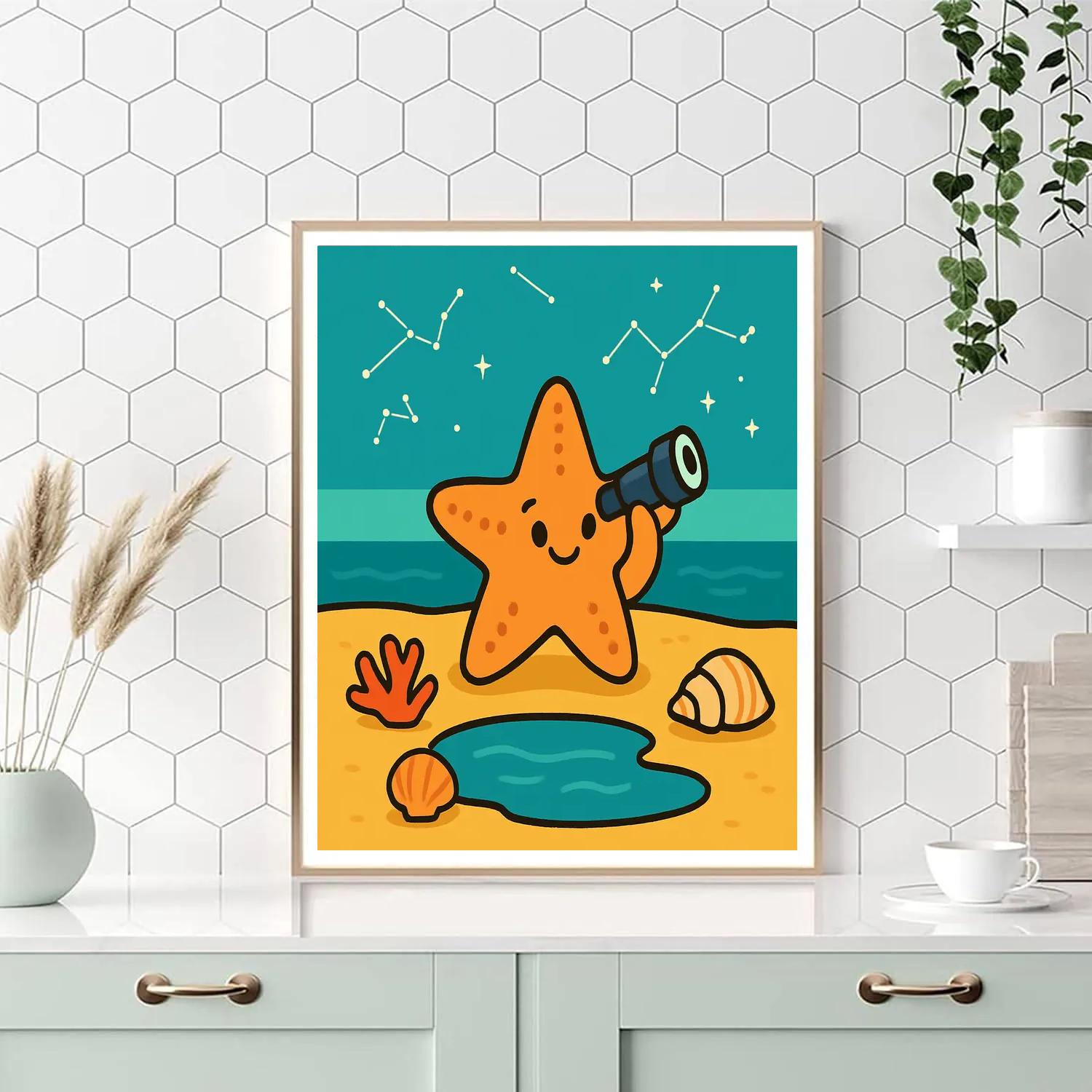 Starfish Astronomer DIY paint by numbers
