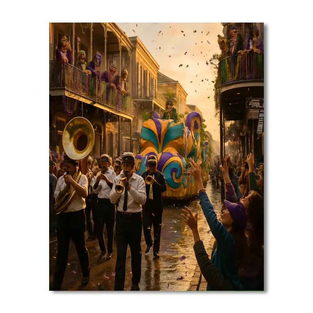 Mardi Gras Bead Toss paint by numbers