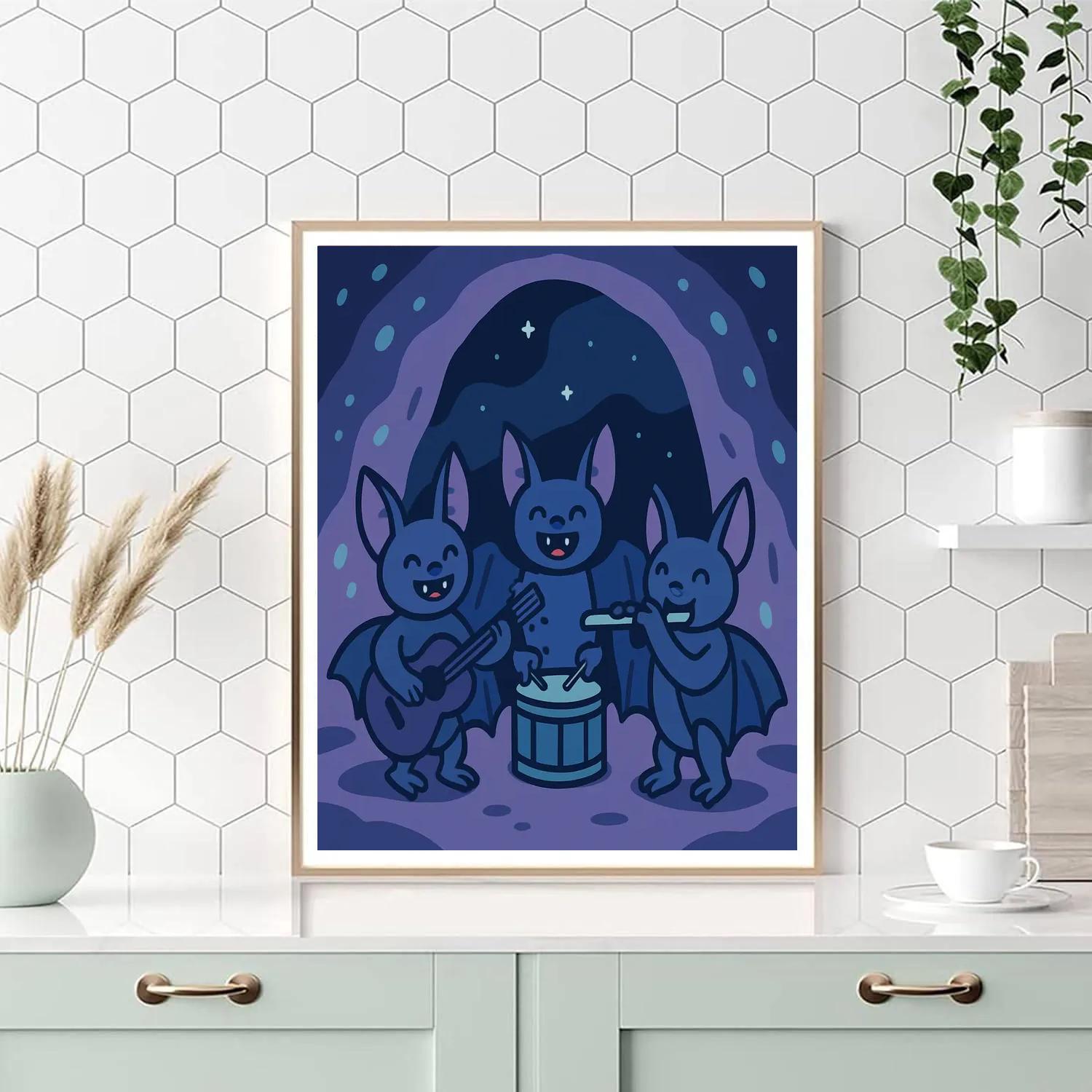Cosmic Cave Bat Band paint by numbers