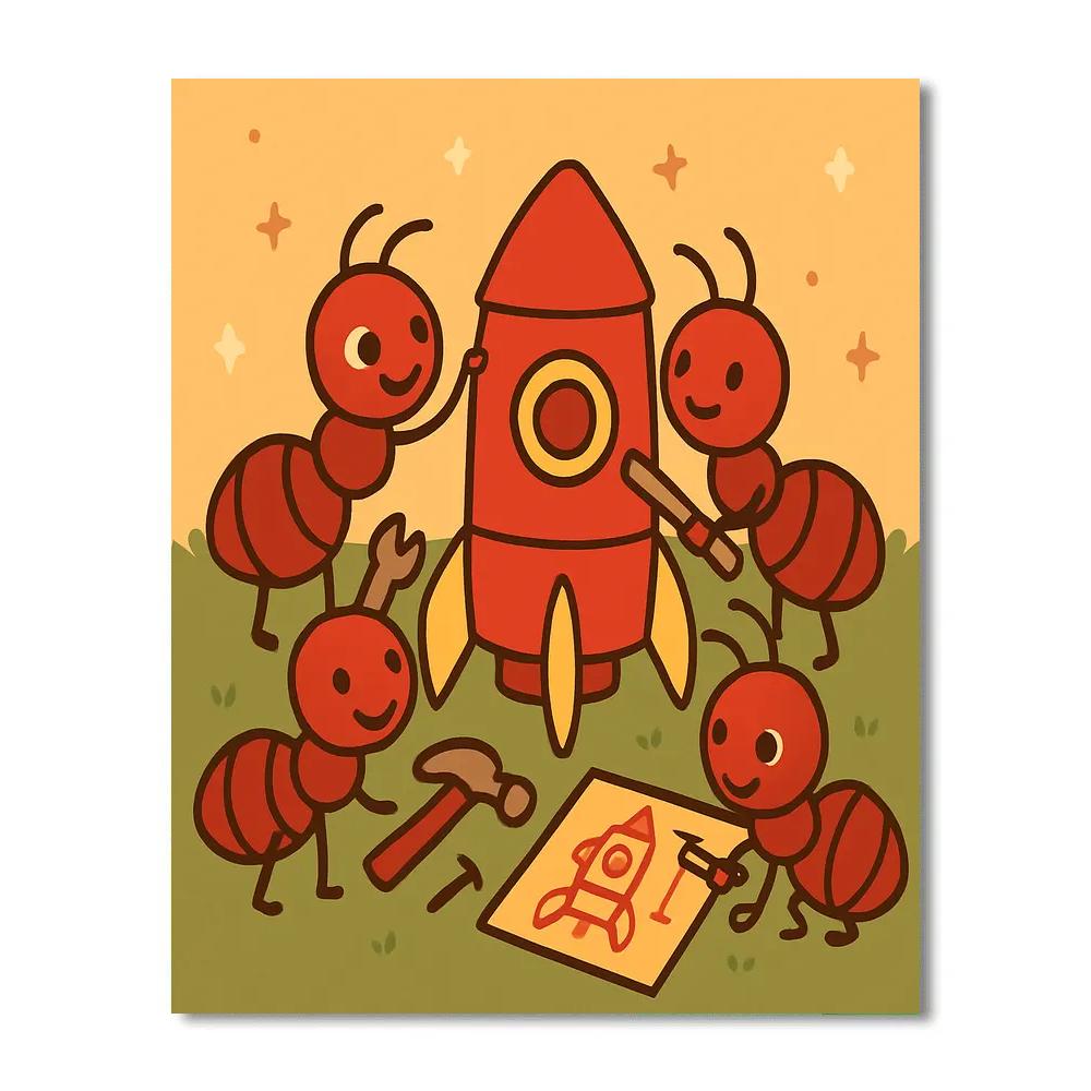 Astro Ants Building A Rocket Paint by numbers kits