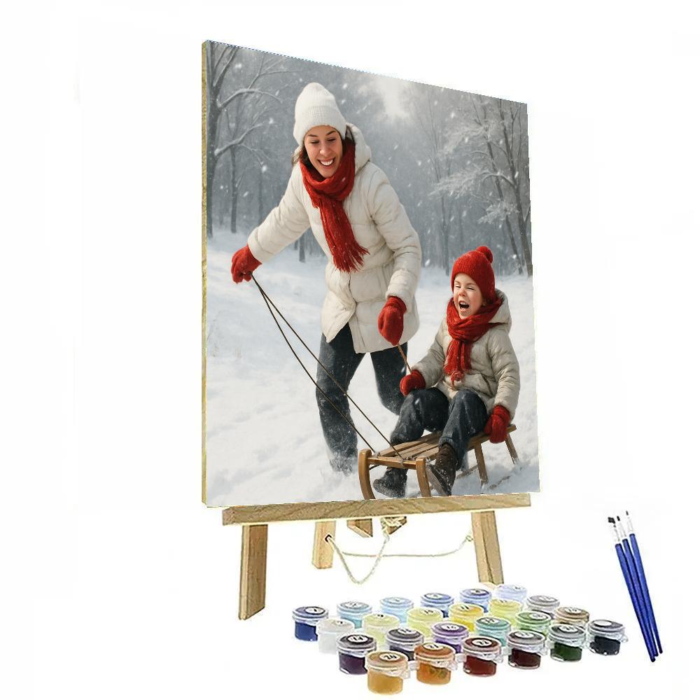 Snowy Sled Lift Painting by numbers kit