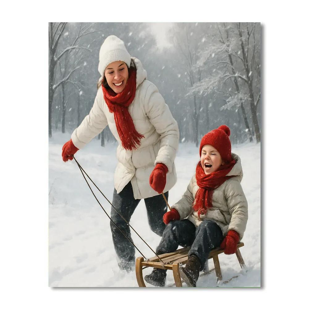 Snowy Sled Lift Painting by numbers kit