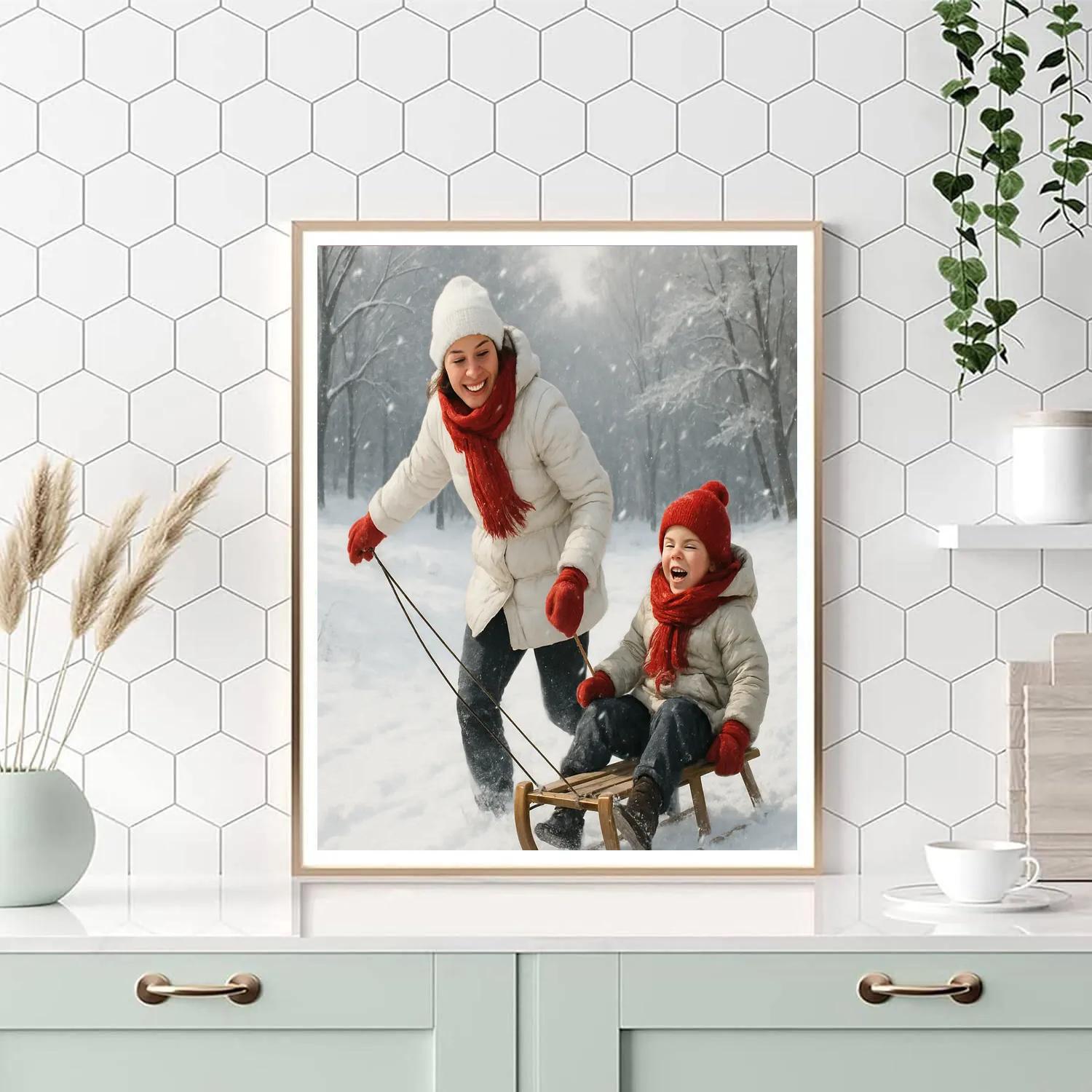 Snowy Sled Lift Painting by numbers kit