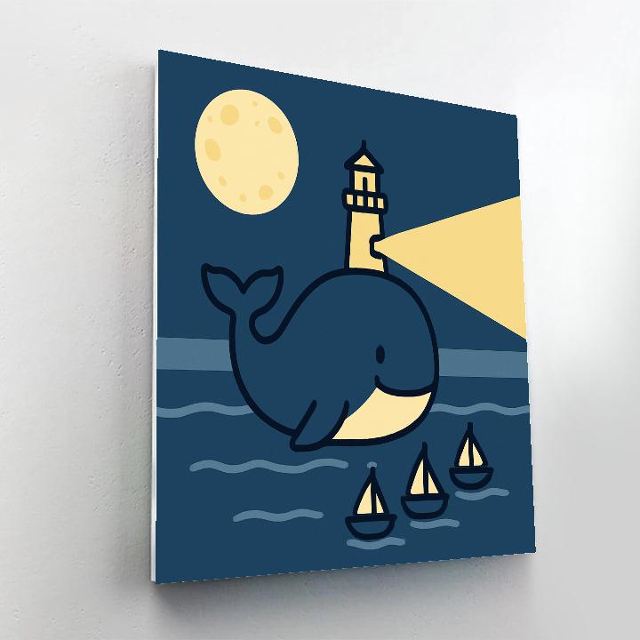 Lunar Lighthouse Whale Numbered painting kits