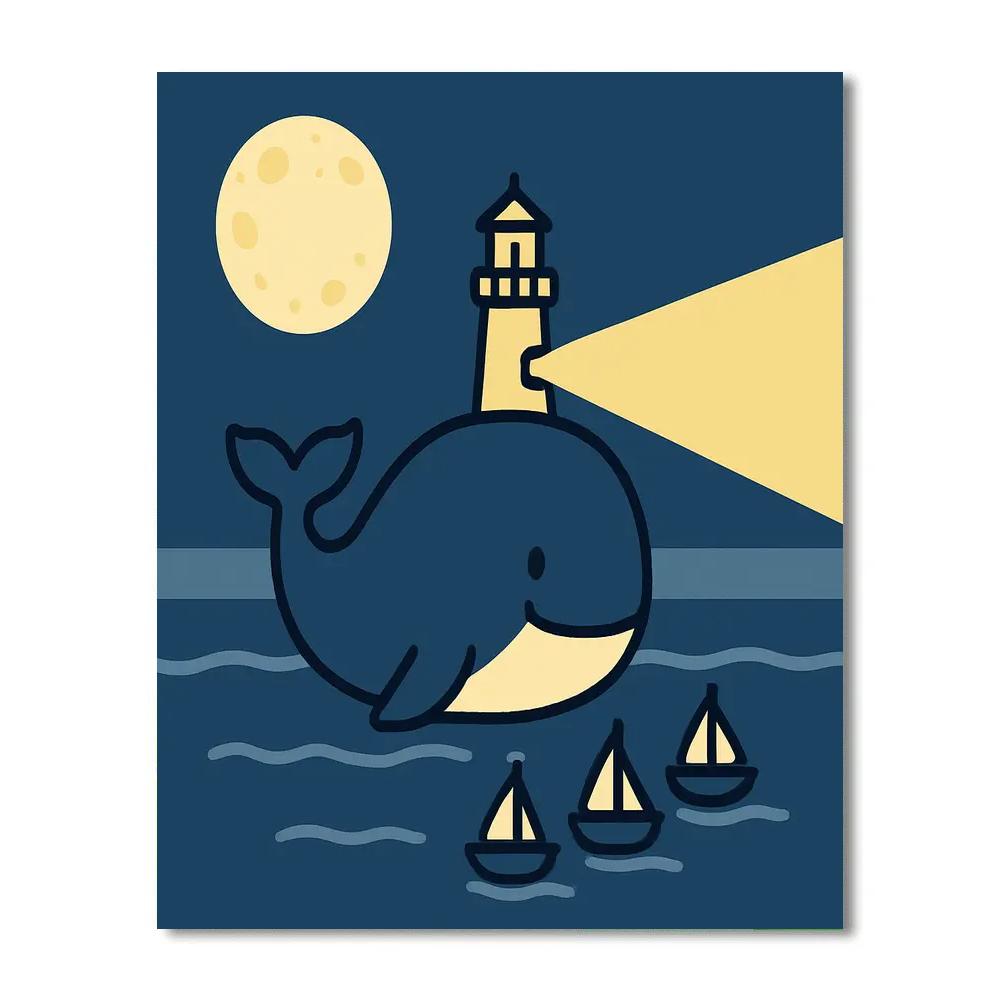 Lunar Lighthouse Whale Numbered painting kits