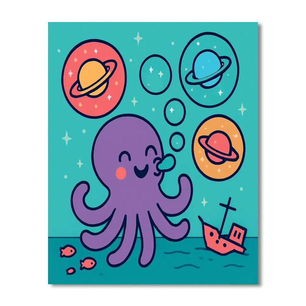 Bubble Galaxy Octopus paint by color